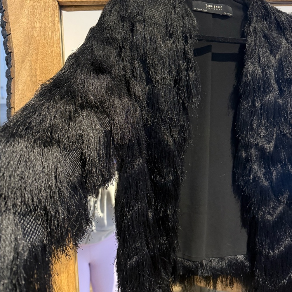 Zara Basic Black Textured Jacket - Picture 5 of 5